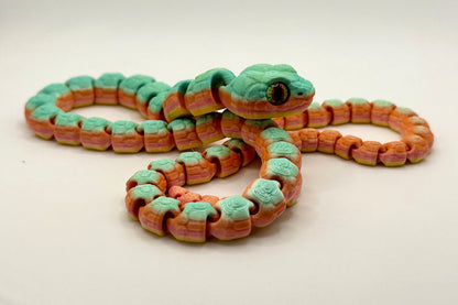Flexi snake toy 3D printed from PLA