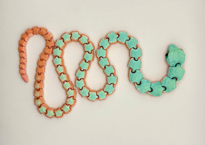 Flexi snake toy 3D printed from PLA